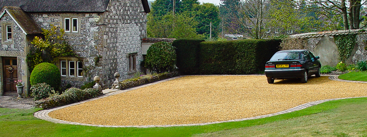 A path-gravelled drive in keeping with the rural setting