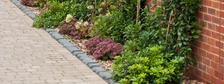 Block pavers with a contrasting edge