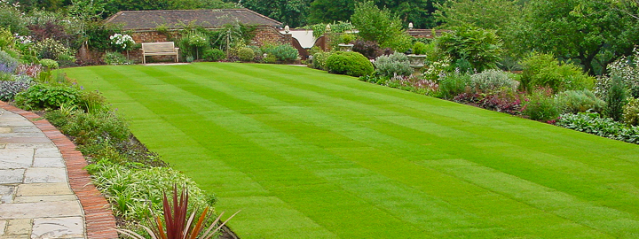 A newly laid lawn in the country