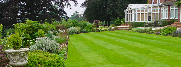 A large new lawn incorporating a sprinkler system