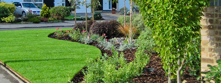 A lawn complementing an estate front garden